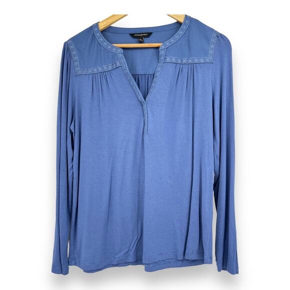 Banana Republic Blouse Women's M Blue Long Sleeve Soft Rayon Blend - Picture 1 of 10